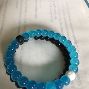 Beaded silicone bracelet blue&black sizes S-XL
